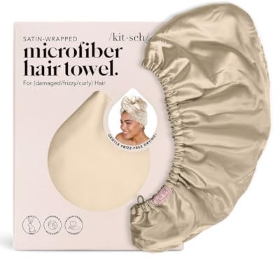 Kitsch Satin Mikrofaser-Handtuch für Frauen – super saugfähig, schnell trocknend, Anti-Frizz – für lange und kurze Haare, Turbane für Frauen, nasse und lockige Haarwickel – Champagner