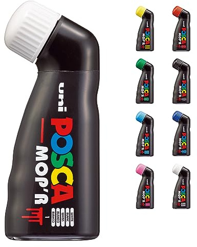 POSCA uni-ball 183201 - POSCA Marker MOP'R PCM-22, punta rotonda 3 - 19 mm, bianco, 1 pezzo, forma ergonomica