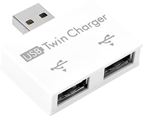 Mini 2.0 USB Hub Adapter 2 Ports, Small USB Splitter Male to 2 Female Adapter Portable Data Hub, for Laptops Desktops USB Flash Drives Data Loading Sync (White)