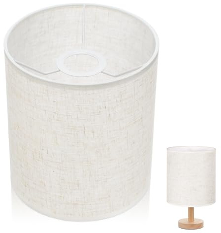Milisten Deckenleuchte Lampenschirm Trommel Zylinder Lampenschirm Natur Leinen Clip On Light Cover Ersatz für Tischlampe Stehlampe Beige Schwarz Kronleuchter