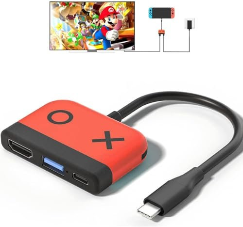 Switch Dock für Nintendo Switch/OLED, 3 in 1 Switch Portable Dock mit 4K HDMI, USB 3.0 Port, Type C 60W PD, Nintendo Switch Docking Station Mini travel Dock,Steam Deck,iPhone 15