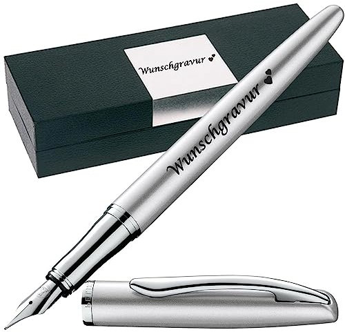 Pelikan Füllhalter Jazz® Noble Elegance mit Gravur als Geschenk | Emojis Gravur möglich | Farbe Silber | personalisiert mit Wunschgravur Pelikan Füller mit Gravur PS196