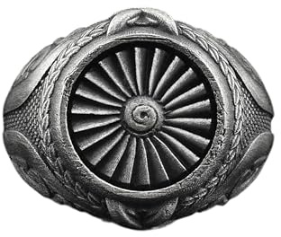 BySilverStone - Flugzeug-Turbine, Handgefertigter Siegelring Aus Sterlingsilber Für Herren, Einzigartiger Siegelring Für Flugzeugmotoren, Propeller-Silber-Geschenkschmuck Für Herren, Ring Für