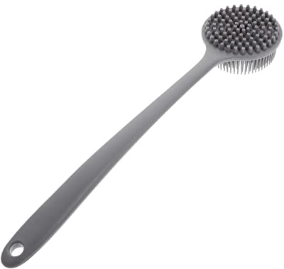 FRCOLOR Griff Badebürste Clean Shampoo Bad Rückenbürste Doppelseitige Bürste Bad Luffa Reinigungswäscher Silikon Rückenwäscher Massagebürste Grau Kieselgel Die Bürste Körper Kind