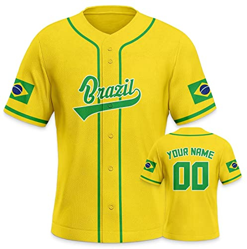 Personalisiertes Baseball Trikot 3D Stickerei/Druck World Baseball Jersey mit Ihrem Namen und Nummer Hip Hop Baseball Shirt für Herren Damen Kinder