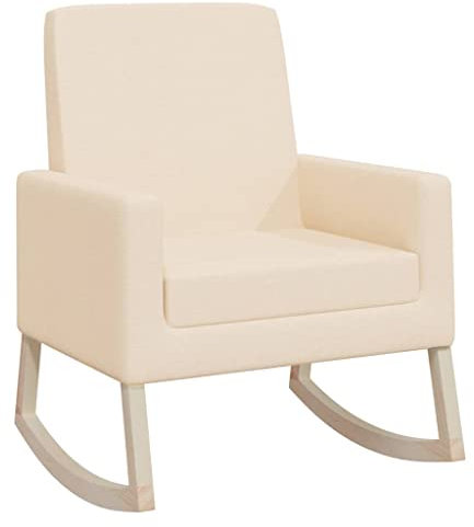 vidaXL Schaukelstuhl Relaxstuhl Schaukelsessel Schwingsessel Ruhesessel Relaxsessel Schwingstuhl Polsterstuhl Polstersessel Sessel Creme Stoff