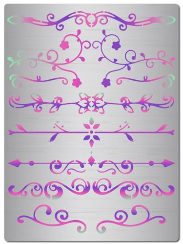 GORGECRAFT Schablone Für Blumen Und Ranken Metallvorlagen Wiederverwendbar Edelstahl Blumenranken Zeichentagebuch Blatt Kleine Schablone Zum Malen Auf Holz Brennen Wand Leinwand Gravur 19x14cm
