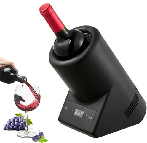 Enfriador de vino eléctrico, cubo enfriador de vino para vino tinto y blanco de 750 ml o algo de champán, enfriador de vino sin hielo de una sola botella, accesorio de vino para barra de cocina