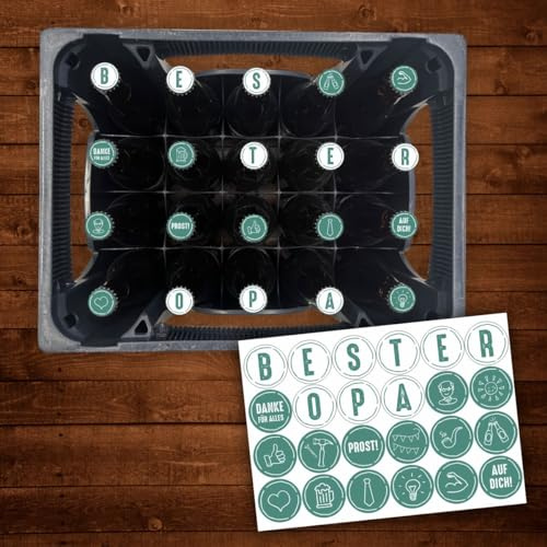 AUFKLEBER SET für Bierkasten - BESTER OPA - Bierkiste Sticker Geschenk Großvater Männertag Vatertag