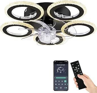 FIMEI 20.9'' Ceiling Fan with Lights, 6 Speeds Fan & Stepless Dimming Light, Remote Control & APP, Modern Fan Lighting for Living Room, Dining Room, Bedroom, Office