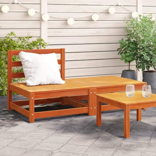 Tidyard Gartensofa ohne Armlehnen mit FußHocker Balkonmöbel,Balkonlounge Lounge Sessel Gartenmöbel,Loungemöbel Gartenlounge Garnitur Gartensofa Balkon Terrasse Terrassenmöbel Wachsbraun Kiefernholz