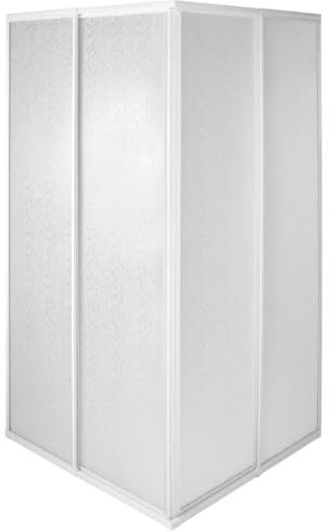 Virsus Box Doccia Angolare Reversibile di colore Bianco, Misura 80x80x185 cm, Cabina doccia con Pannello in Acrilico Anticalcare, Apertura Centrale Scorrevole con Maniglia -596