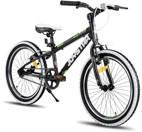 JOYSTAR Lubbock 20 tums barncykel för pojkar och flickor i åldern 7–11 år hardtail mountainbike för barn med 1-växlad svart