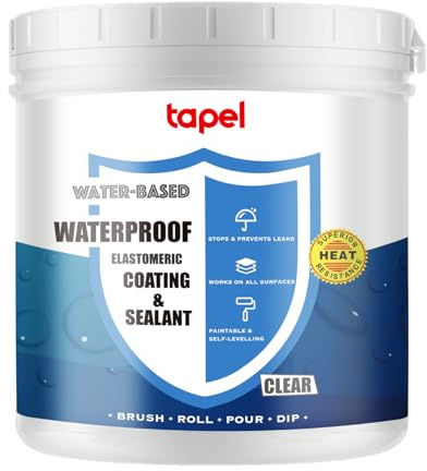 Tapel CrystalClear 500% Elastische Wasserdichte Beschichtung – Klar 1kg – Selbstnivellierender Flüssiggummi-Dichtstoff für Dächer, Pools & Badezimmer – UV-beständig Professionelle Leckreparatur