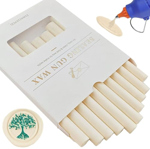 Wachs-Siegel-Sticks, Ioggtser 10 Stück Klebepistole Wachs-Siegel-Sticks für Wachs-Siegel-Stempel, Siegel-Wachs-Sticks für die Herstellung exquisiter Wachs-Siegel (Milk White)