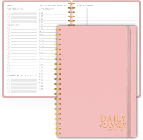 Tagesplaner, To-Do-Listen-Notizbuch, undatierter Stundenplaner (Rosa)