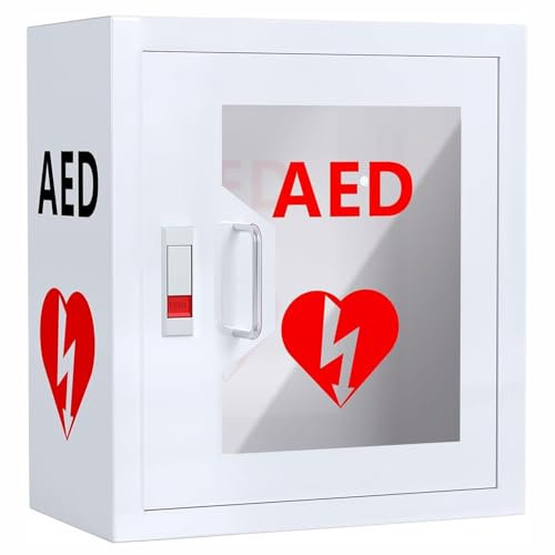 GHRERTX AED-Schrank, wandmontierte Aufbewahrungsbox for Herz-Defibrillator, for das Heimbüro – Erste-Hilfe-Koffer mit Schnappverschluss – passend for die meisten AED-Modelle