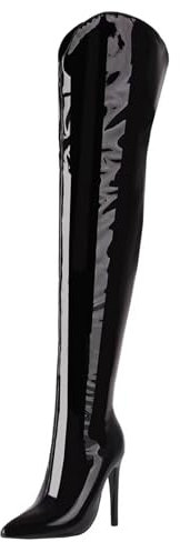 HSyc JRX Langschaft Overknee Stiefel Stiletto High Heels 12cm Absatz Lackstiefel 42.5