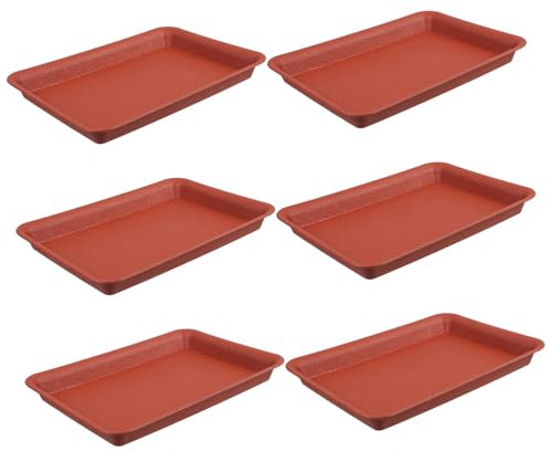 Toddmomy 6pcs Rectangular Plastic Flowerpot Trays for Indoor and Outdoor Use Random Color Water Collecting Base Plates Creative Design Sturdy Plant Saucer