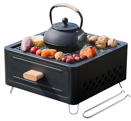 Portable Charcoal Grill, Table Camping Grill - Table Grill with Extendable Portable Smoker Grill and Camping Fire Pit for Cooking and Hiking