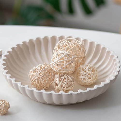 Hanobe Ciotola decorativa centrotavola decorativa: grandi ciotole per frutta per casa, sala da pranzo, cucina, bancone in resina smerlato increspato, vassoio portachiavi per tavolini da salotto e