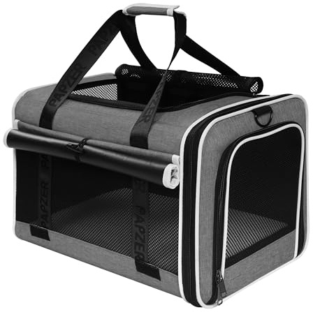 Cat Carrier for Travel, Soft-Sided, Top Loading, Privacy Curtain, to 20 lbs | Medium Pet Carry Bag Nervous Cat, Vet Visits Car Transport, Luggage Sleeve Suitcase Attachable Small Puppy Crate Kennel Grey