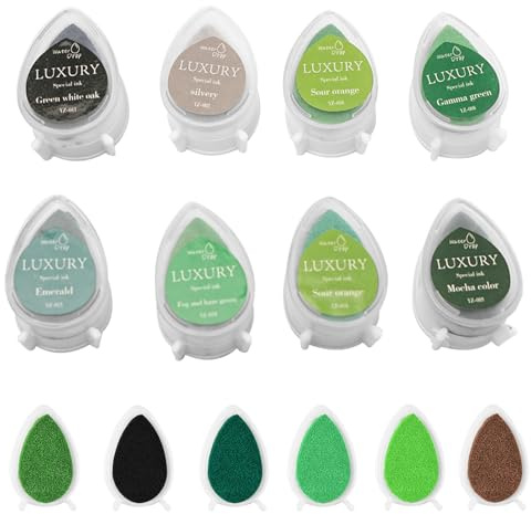 Silkwish Stempelkissen Grün Ink Pad Fingerabdrücke Set, Stempelkissen Fingerabdrücke zum Papier Handwerk Stoff Malerei Basteln, Stempelkissen Kinder, DIY Fingerstempel Fingerabdruck Set