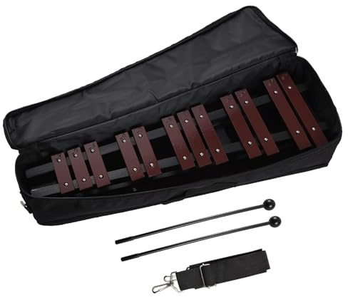 30 Notizen Faltbare Glockenspiel -Xylophon -Holzrahmen Vibraphon -Percussion -Instrument mit Tragetasche 2 MALTETS für Anfänger (Kaffee)