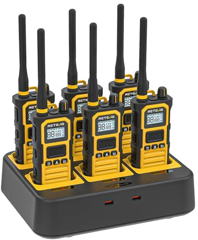 Retevis RB648Pro Walkie Talkies, IP67 Waterproof 2 Way Radio | 2800mAh, Advanced Noise Reduction, Heavy Duty Long Range Walkie Talkie for Construction Site(6Pcs, Yellow)