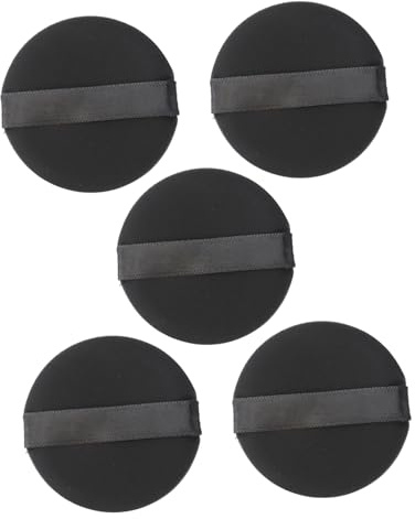Borla para Polvos de Maquillaje Redonda Negra sin Látex, 5 Unidades