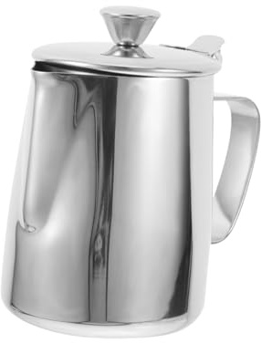 DECOMELODY Pichet à Lait Inox avec Couvercle Éclaboussures Pichet Mousseur Portable Bec Verseur Précis pour Latte Art et de Lait