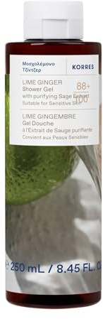 KORRES LIME GINGER Duschgel med salvia-extrakt, citrus limedoft och ingefära noter, dermatologiskt testad, vegan, silikon- och parabenfri, 250 ml