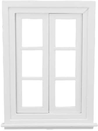 UPALDHOU Fenêtre Miniature en Bois de qualité, Fenêtre Fonctionnelle de Maison de Poupée à 6 Grilles avec Double Ouverture, Projet de Bricolage Non Peint, Application Multi-mesures, Merveilleux