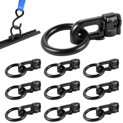 SUPAWAY Juego de 10 Accesorios de Doble Espárrago con Anillo, Carril en L con Doble Espárrago para Correa, Resistencia a la Rotura 2500kg para Carriles de Carga de Camión, Remolque, Pick-up (Negro)