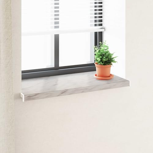 Soglia finestra in PVC 80 x 45 x 4,5 cm texture marmo, davanzale interno esterno impermeabile, facile da installare con adesivo, tagliabile in lunghezza, per piante e decorazioni