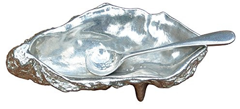 Zinn Auster-Schale Salz-Sch�ssel, Mit L�ffel. Hand gegossen von William Sturt.