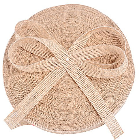 DEOMOR Juteband 50Meter x 1.5CM Sackleinen Band Dekoband Natürliche Burlap Band Vintage Perfekt für DIY Handwerk Hochzeit Party Haus Weihnachten Deko Geschenke deko Tagebuch DIY