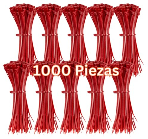Gocableties Small Red Cable Ties, 100mm x 2.5mm, Bulk Pack of 1000, 4” Premium Nylon Zip Ties, Plastic Tie Wraps, Secure Self-Locking Mechanism, for Home, Garden, Office and DIY