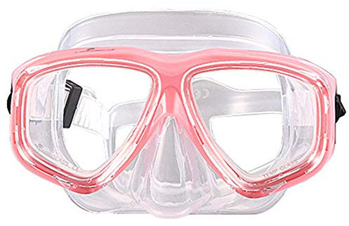 WOWDECOR Tauchmaske für Erwachsene und Kinder mit Kurzsichtigkeit Kurzsichtig, Schnorchelmaske Taucherbrille Dioptrin Dioptrien Korrektur, Pink und transparent (-3,0)