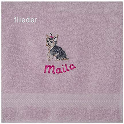 Besticktes Gästehandtuch Kinderhandtuch mit Name und Hund | Handtuch in mehreren Farben mit verschiedenen Stickmotiven
