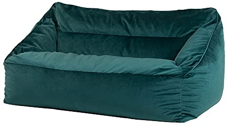 icon Cecilia Velvet Bean Bag Sofa with Filling Included, 2 Seater, Teal
