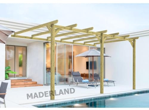 Pergola en bois adossée - modèle OVIEDO - 420 x 300 cm