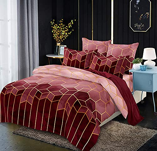 Luofanfei Bettwäsche Gestreift 135x200cm 4teilig Rot Weinrot Bettbezug Set | Geometrisch Microfaser Bettdeckenbezug Streifen Muster Modern Deckenbezug Bettwaesche Jugendliche Teenager Jungen
