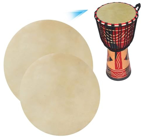 Ziegenleder Trommelfell, 2 Stück Professionelle Schafsfell Trommelfell Ziegenfell Trommelfell Ersatz afrikanische Trommel deckt Trommelfell Bongo Drum Heads Ziegenfell Bongofell für Trommel Tamburin