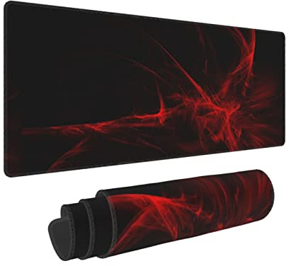 Red and Black Mouse Pad XXL Long Extra Gaming Desk Mat for Computer Keyboard Laptop Office Non-Slip Rubber Stitched Edges 31.5×11.8 Inch