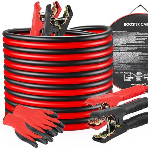 MAMIZO 12V/24V Überbrückungskabel, Startkabel Set Starthilfekabel, 4m 30mm² 1000A, den Schnellstart, mit Schutzhandschuhen, für PKW LKW kupferbeschichteten Aluminiumkabeln Starthilfekabel (4M)