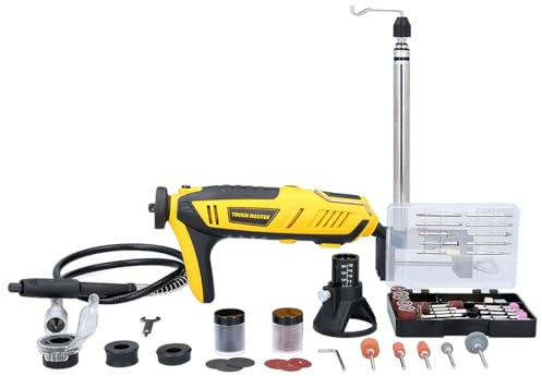TOUGH MASTER Rotary Tool Kit, Corded 200W Multi-Functional Tool with 127 Piece Attachment Accessories for Grinding, Cutting, Engraving, Drilling, Polishing, Yellow & Black, (TM-RT200DE)