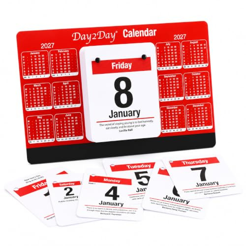 2027 Desk Calendar Day to Day Tear Off Standing Planner with Quotes & Facts