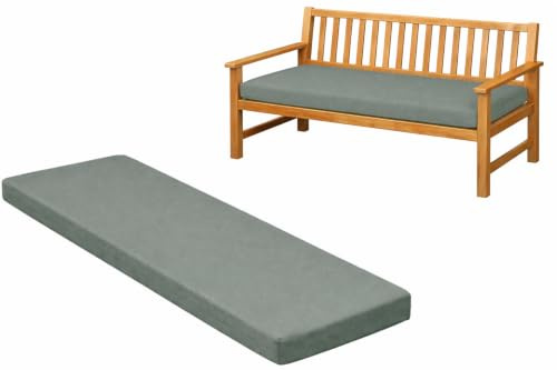 Brillars 100% Waterproof Garden Bench Cushion for 2/3/4 Seater – Outdoor Long Seat Pad with Removable Cover for Patio, Lawn, Garden, Office & Coffee Shop 4 Seater 170x52x6cm Grey