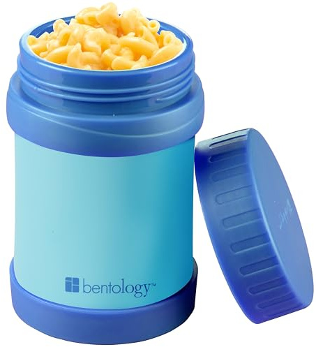Bentology Stainless Steel Insulated 13oz Lunch Jar Thermos for Kids- Blue- Large Leak-Proof Storage for Hot or Cold Food, Soups, Liquids with Wide Mouth- BPA Free for Back to School Lunch Boxes, Bags